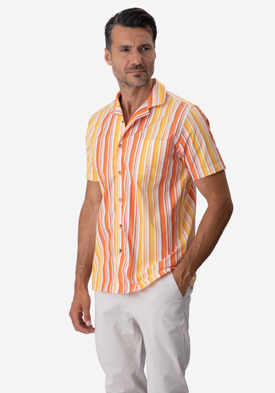Orange Stripe Resort Shirt - Short Sleeve