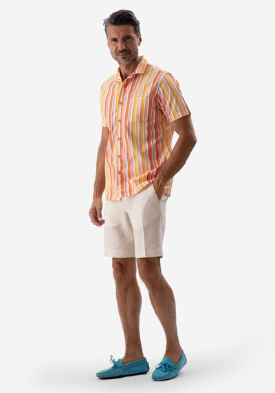 Orange Stripe Resort Shirt - Short Sleeve