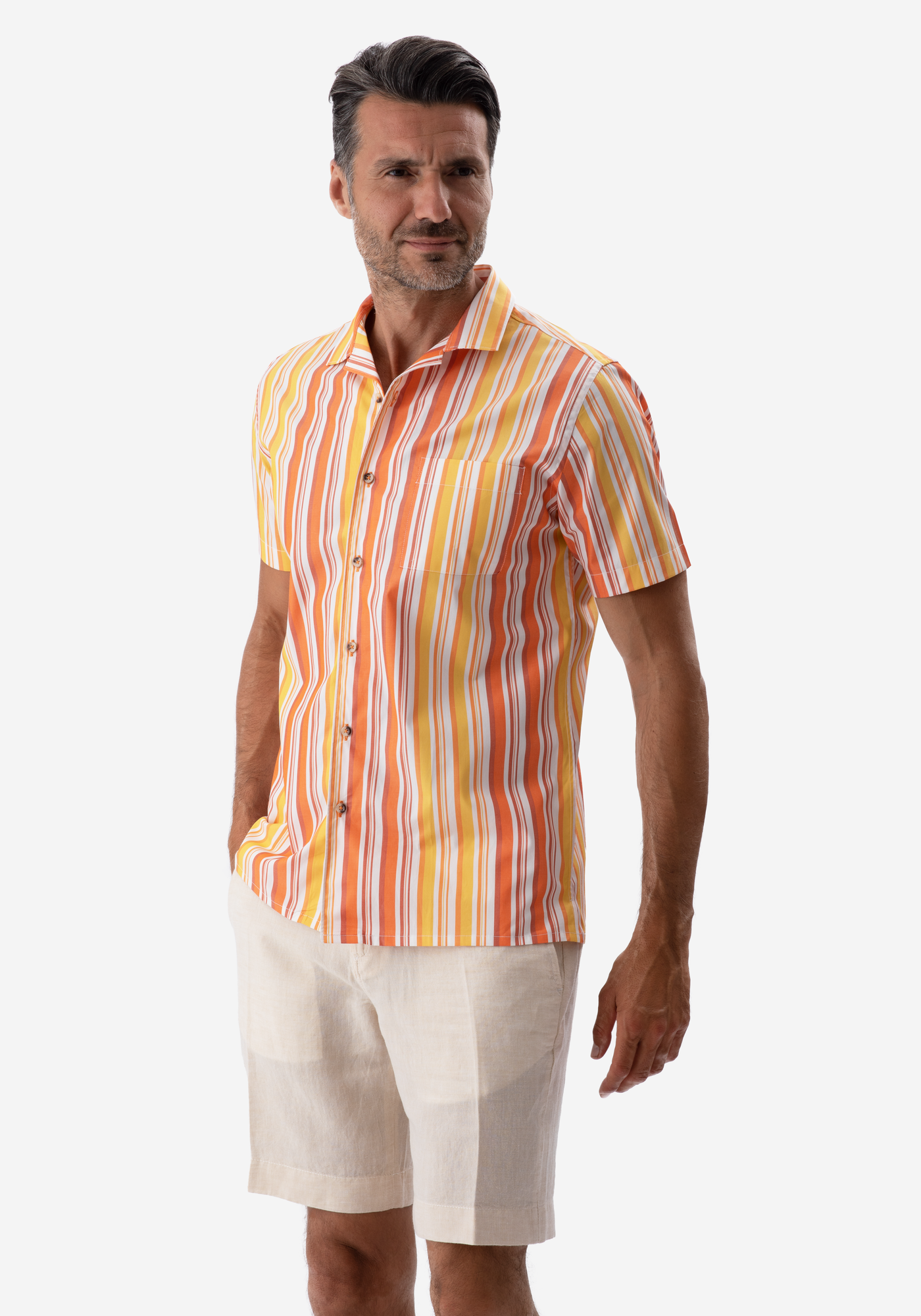 Orange Stripe Resort Shirt - Short Sleeve