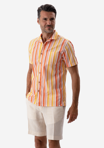 Orange Stripe Resort Shirt - Short Sleeve