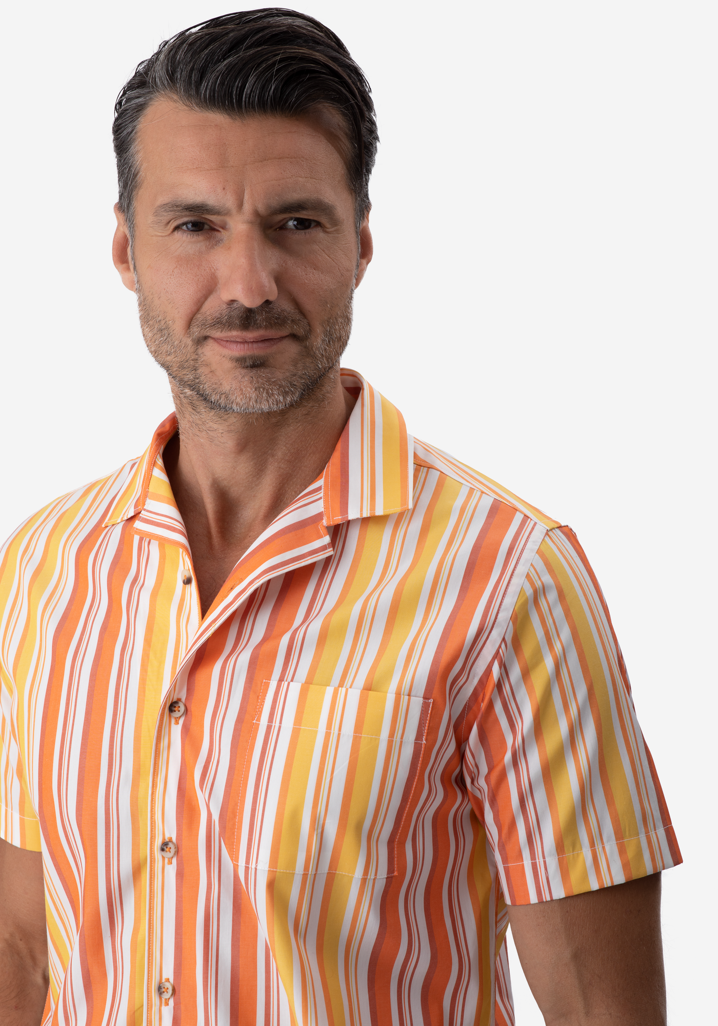 Orange Stripe Resort Shirt - Short Sleeve