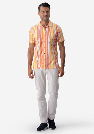 Orange Stripe Resort Shirt - Short Sleeve