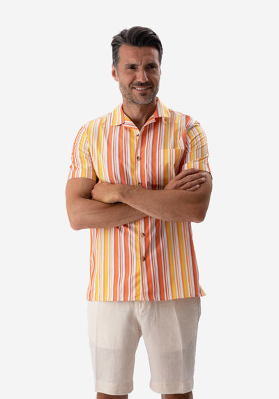 Orange Stripe Resort Shirt - Short Sleeve