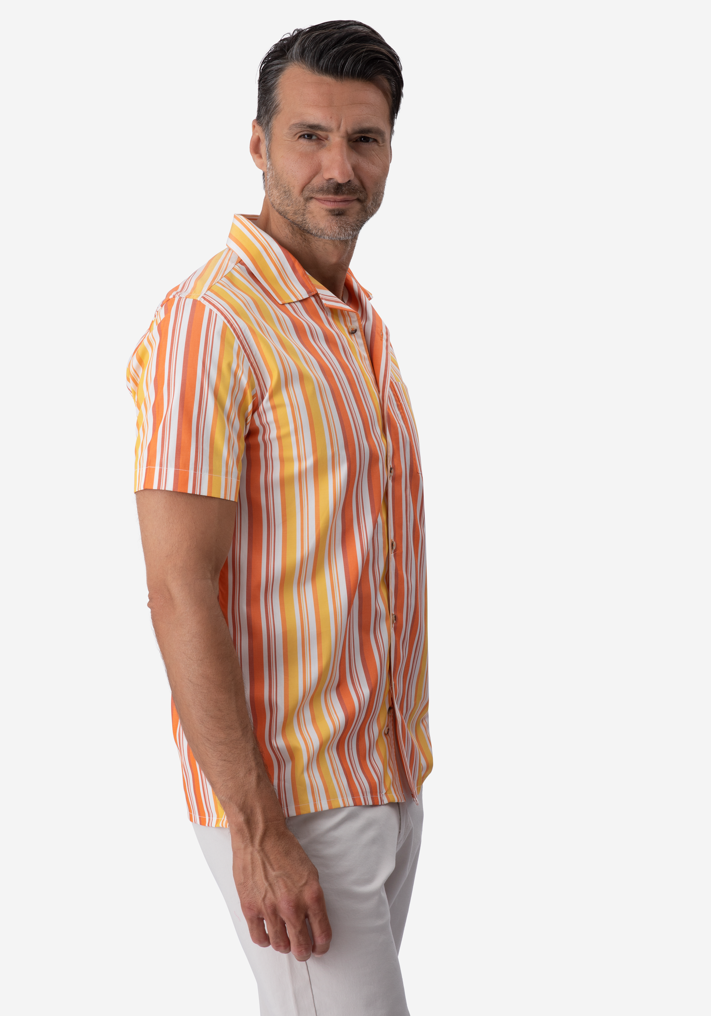 Orange Stripe Resort Shirt - Short Sleeve