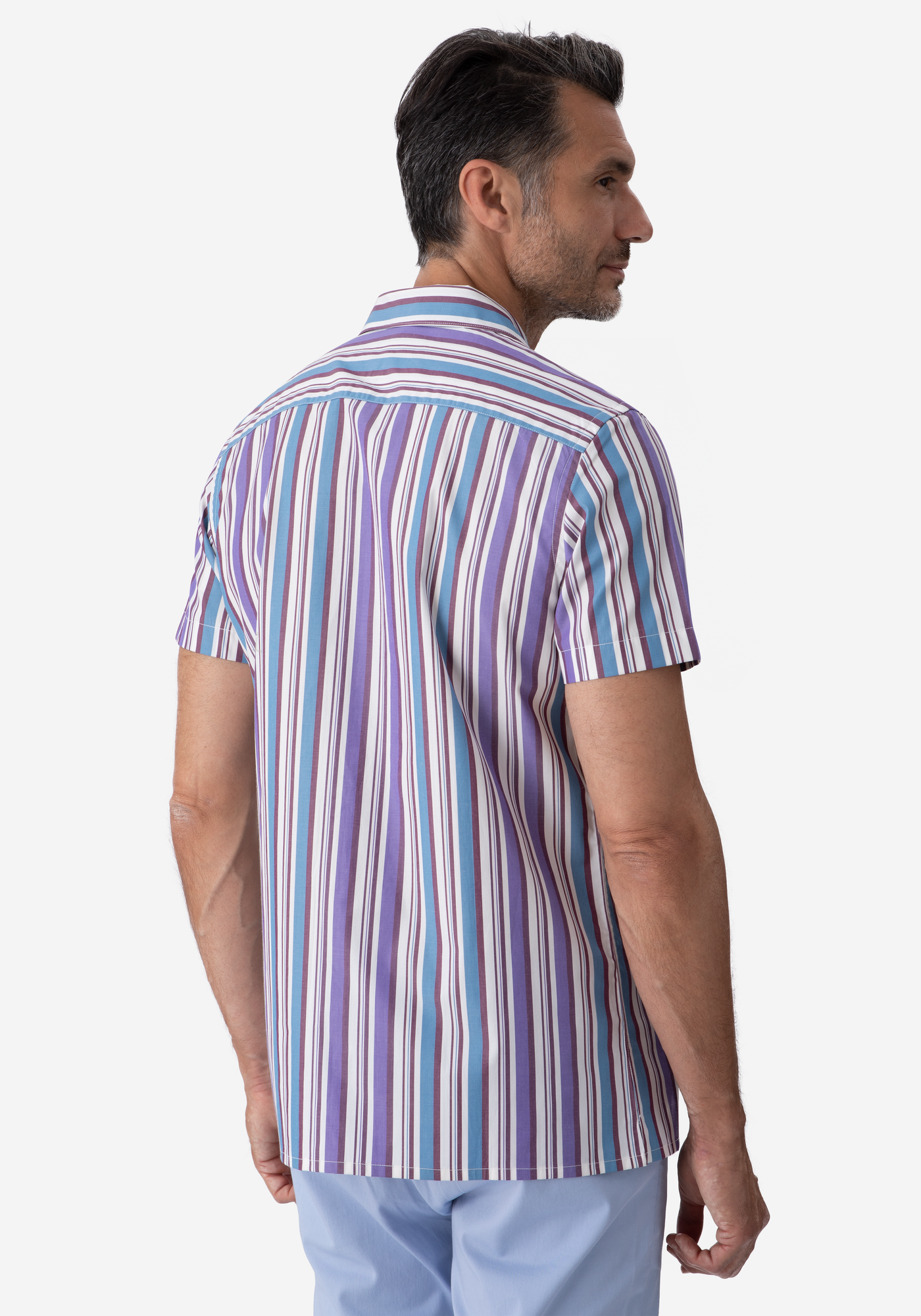 Purple Blue Stripe Resort Shirt - Short Sleeve