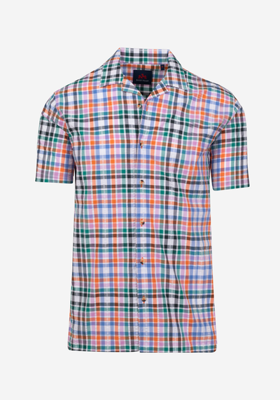 Colorful Stripe Resort Seersucker Shirt - Short Sleeve