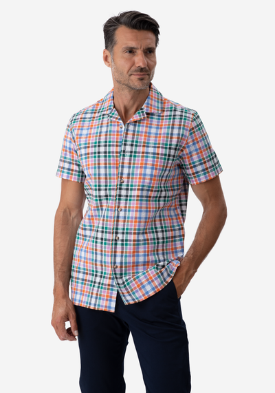 Colorful Stripe Resort Seersucker Shirt - Short Sleeve