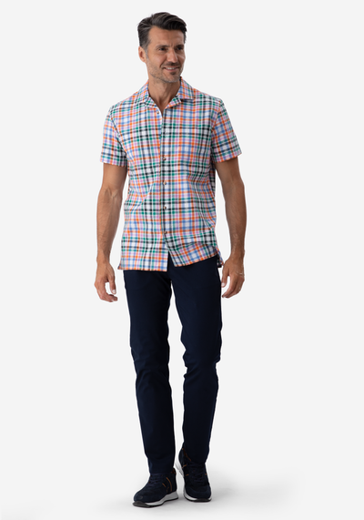 Colorful Stripe Resort Seersucker Shirt - Short Sleeve