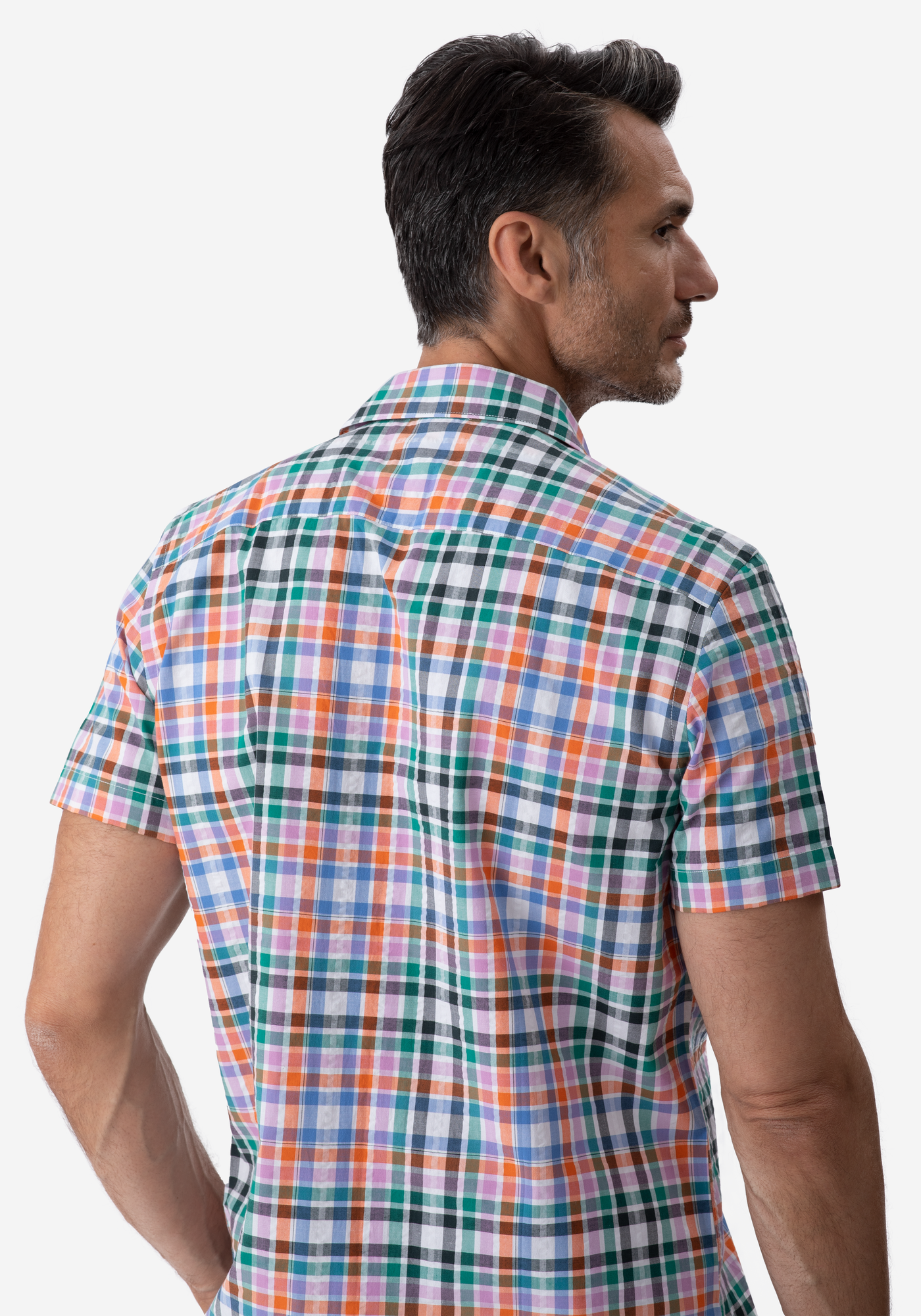 Colorful Stripe Resort Seersucker Shirt - Short Sleeve