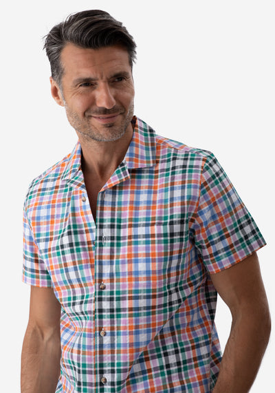 Colorful Stripe Resort Seersucker Shirt - Short Sleeve