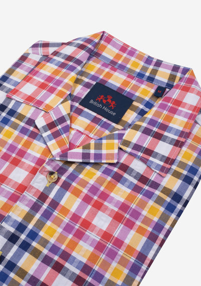 Colorful Stripe Resort Seersucker Shirt - Short Sleeve