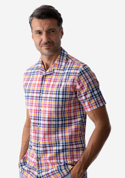 Colorful Stripe Resort Seersucker Shirt - Short Sleeve