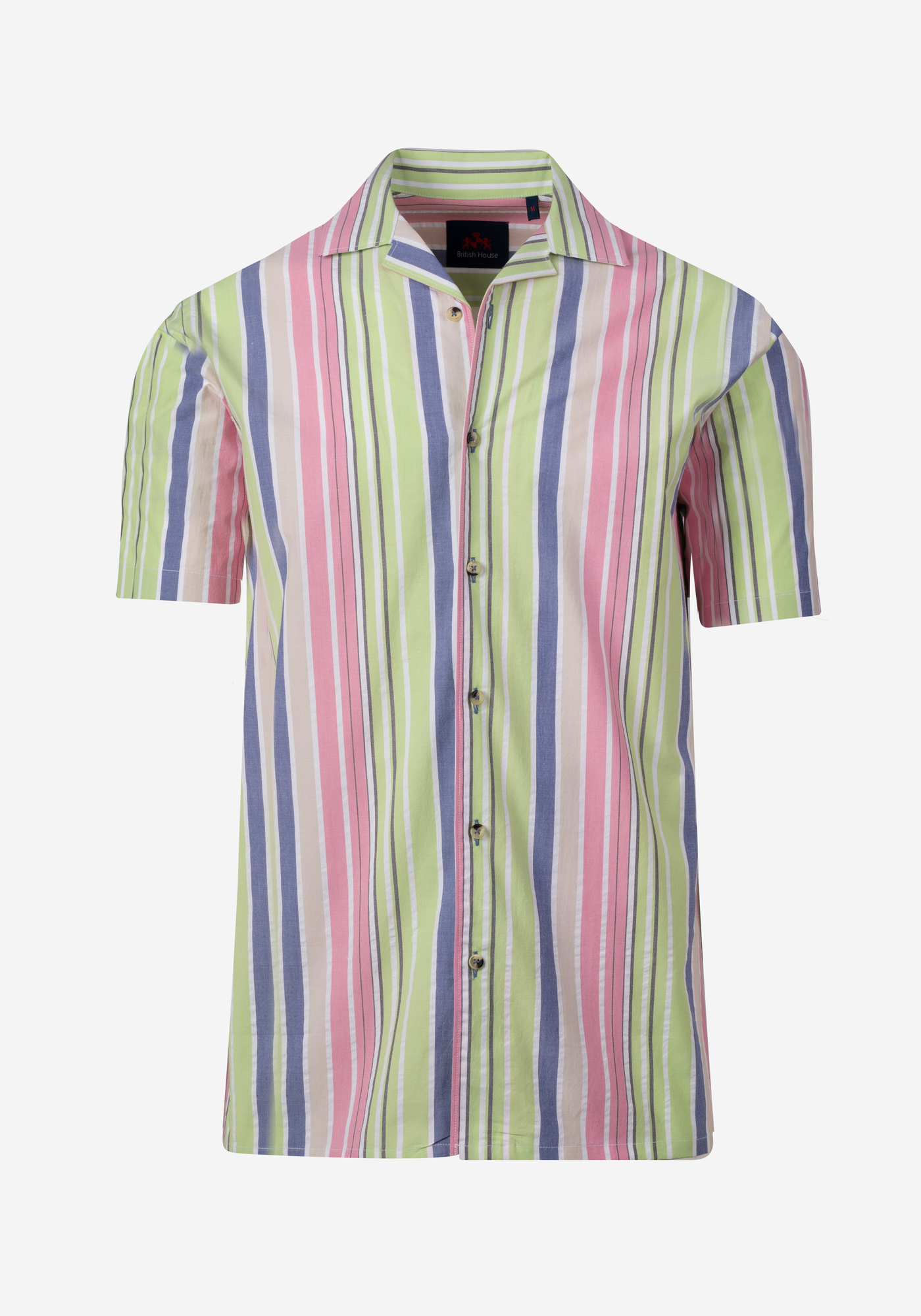Green Rose Stripe Resort Seersucker Shirt - Short Sleeve