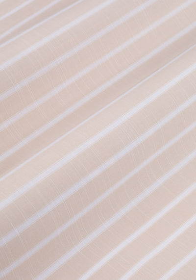 Sand Beige Stripe Resort Slub Shirt - Short Sleeve