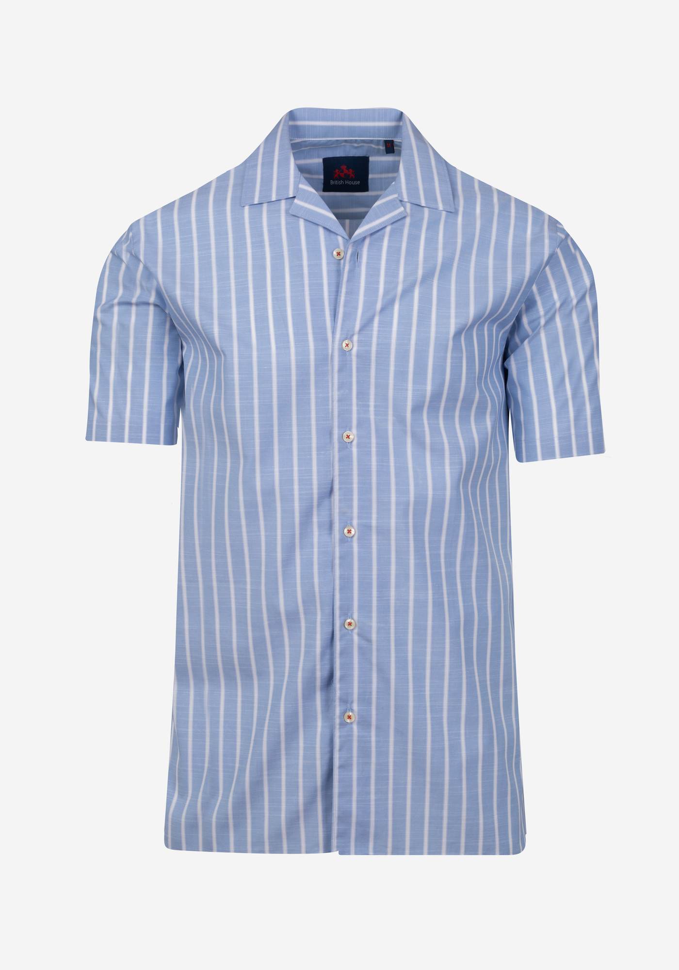 Sky Blue Stripe Resort Slub Shirt - Short Sleeve