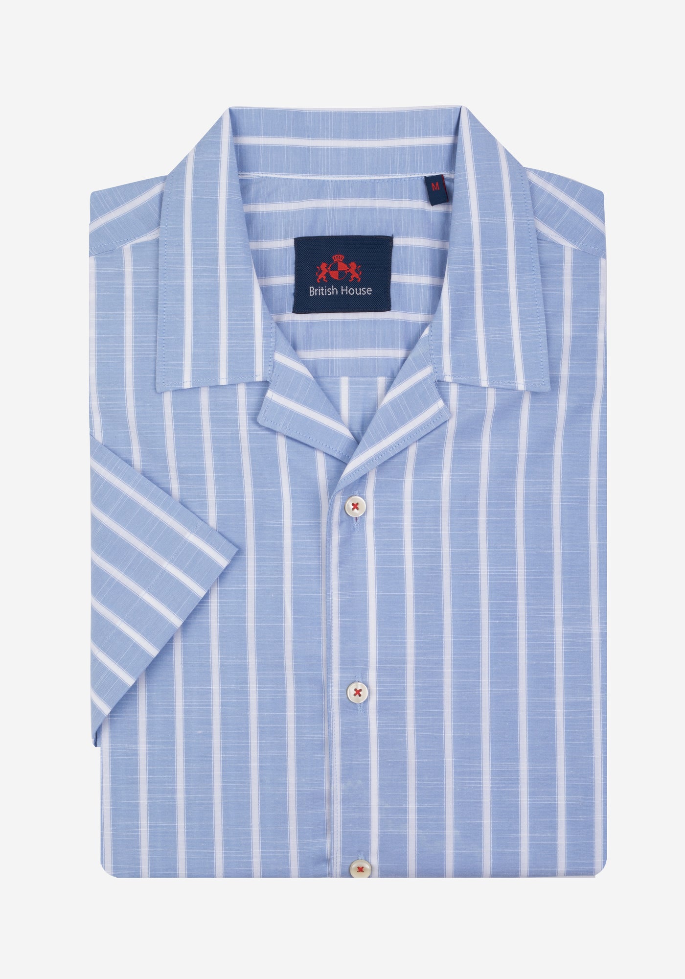 Sky Blue Stripe Resort Slub Shirt - Short Sleeve