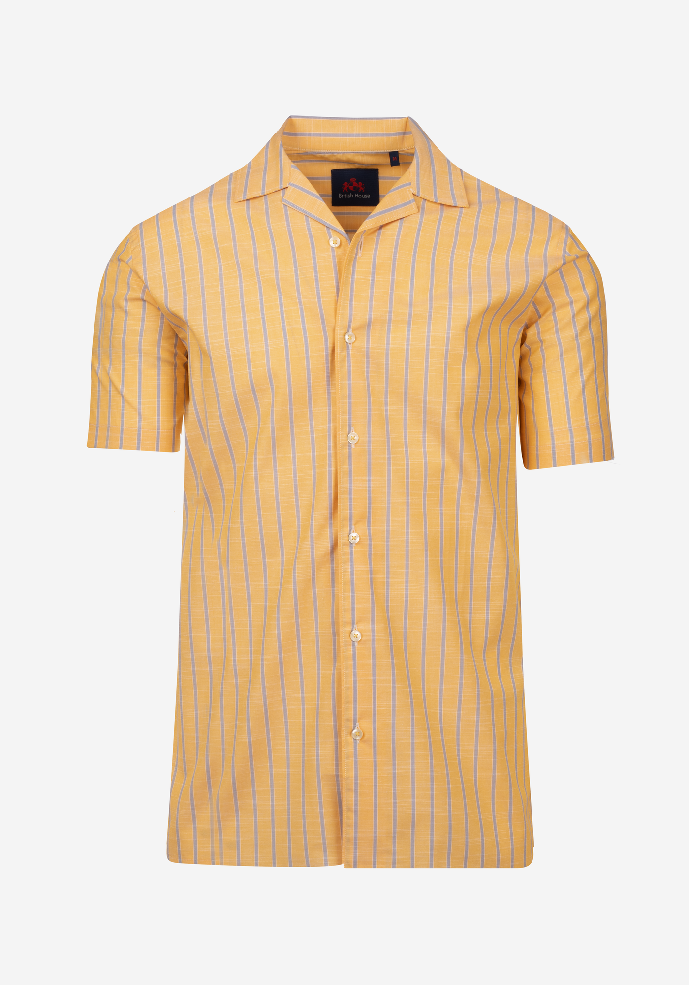 Pale Yellow Stripe Resort Slub Shirt - Short Sleeve
