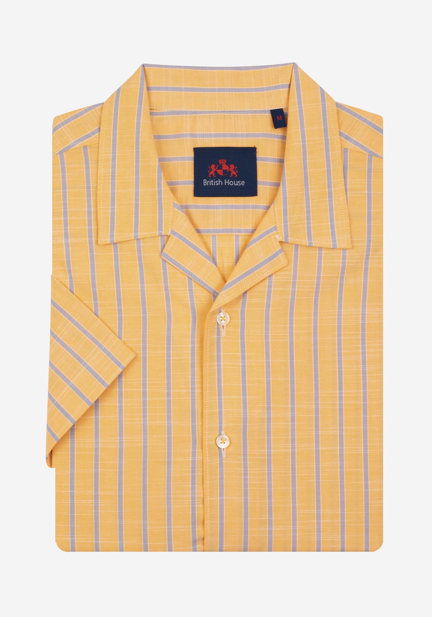 Pale Yellow Stripe Resort Slub Shirt - Short Sleeve
