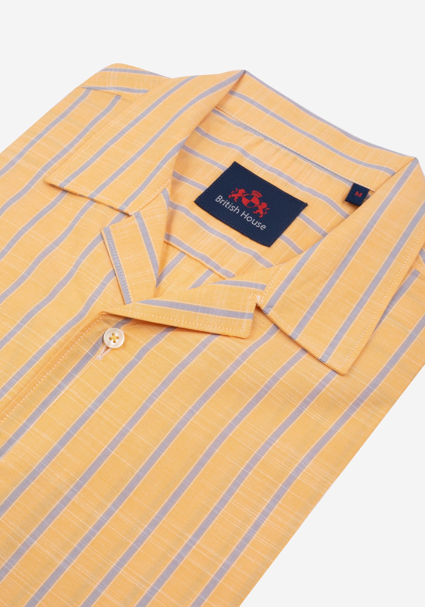 Pale Yellow Stripe Resort Slub Shirt - Short Sleeve