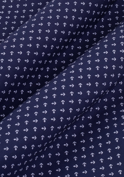 Navy Printed Resort Shirt - Short Sleeve