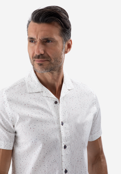 White Dotted Resort Shirt - Short Sleeve