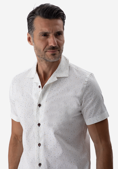 White Dotted Resort Shirt - Short Sleeve