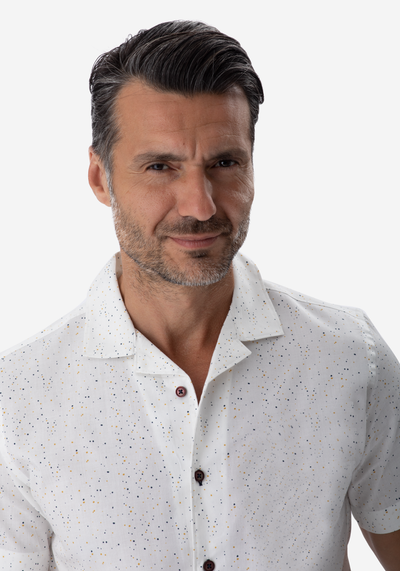 White Dotted Resort Shirt - Short Sleeve