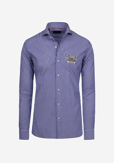 Navy White Stripe Poplin Shirt