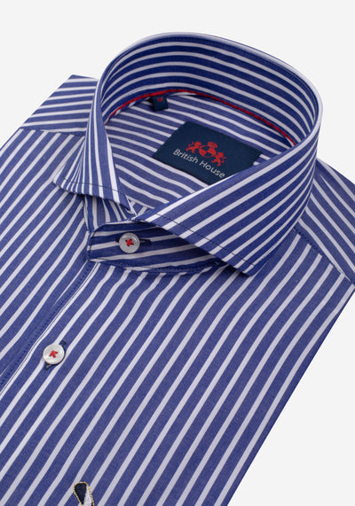 Navy White Stripe Poplin Shirt