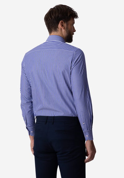 Navy White Stripe Poplin Shirt