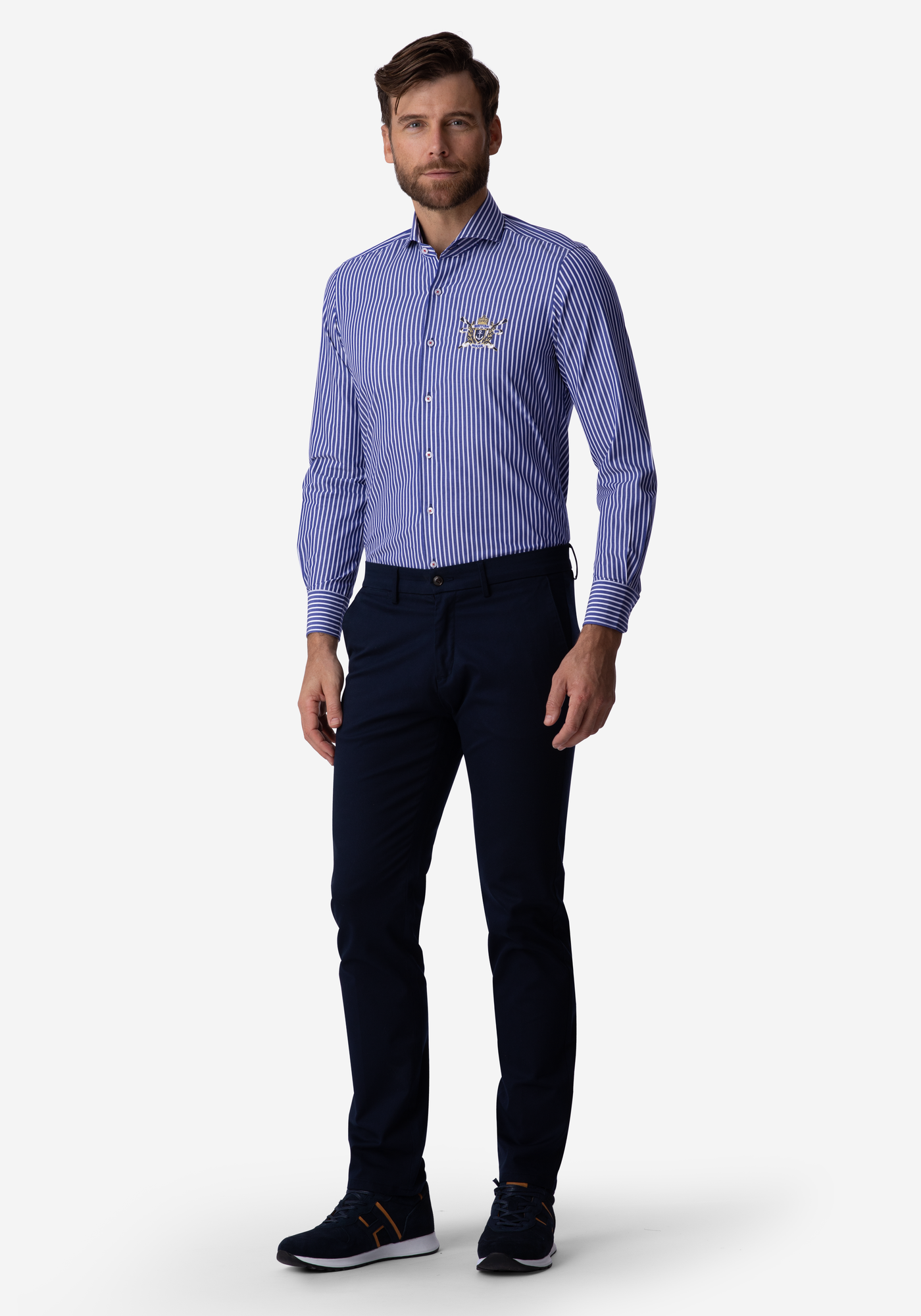 Navy White Stripe Poplin Shirt