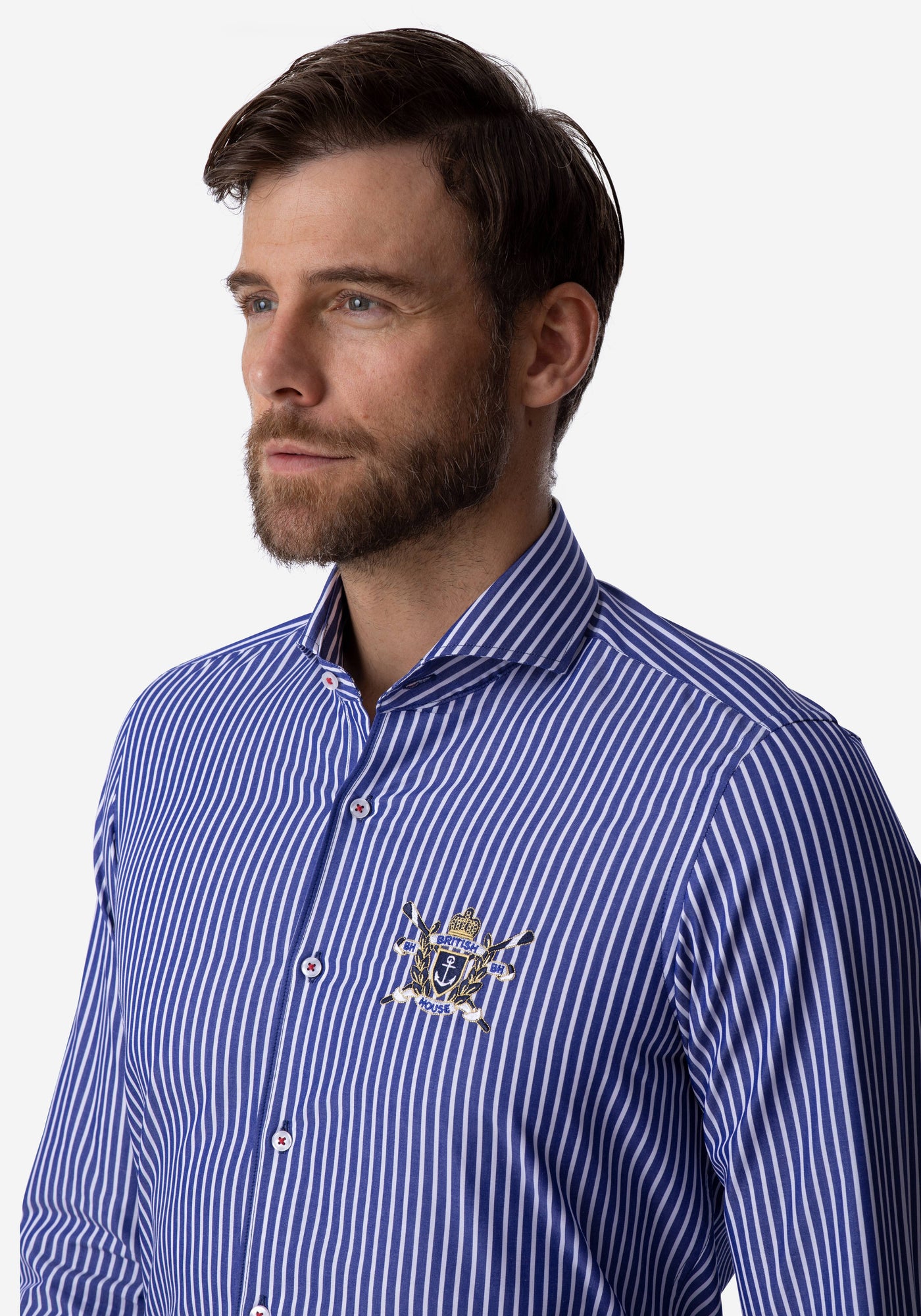 Navy White Stripe Poplin Shirt