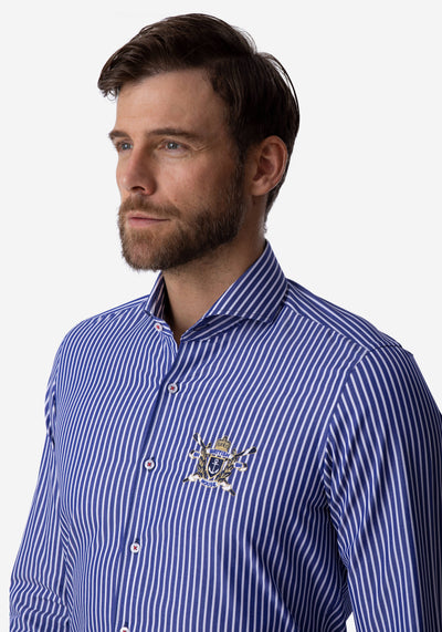 Navy White Stripe Poplin Shirt