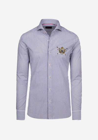 White Navy Stripe Poplin Shirt