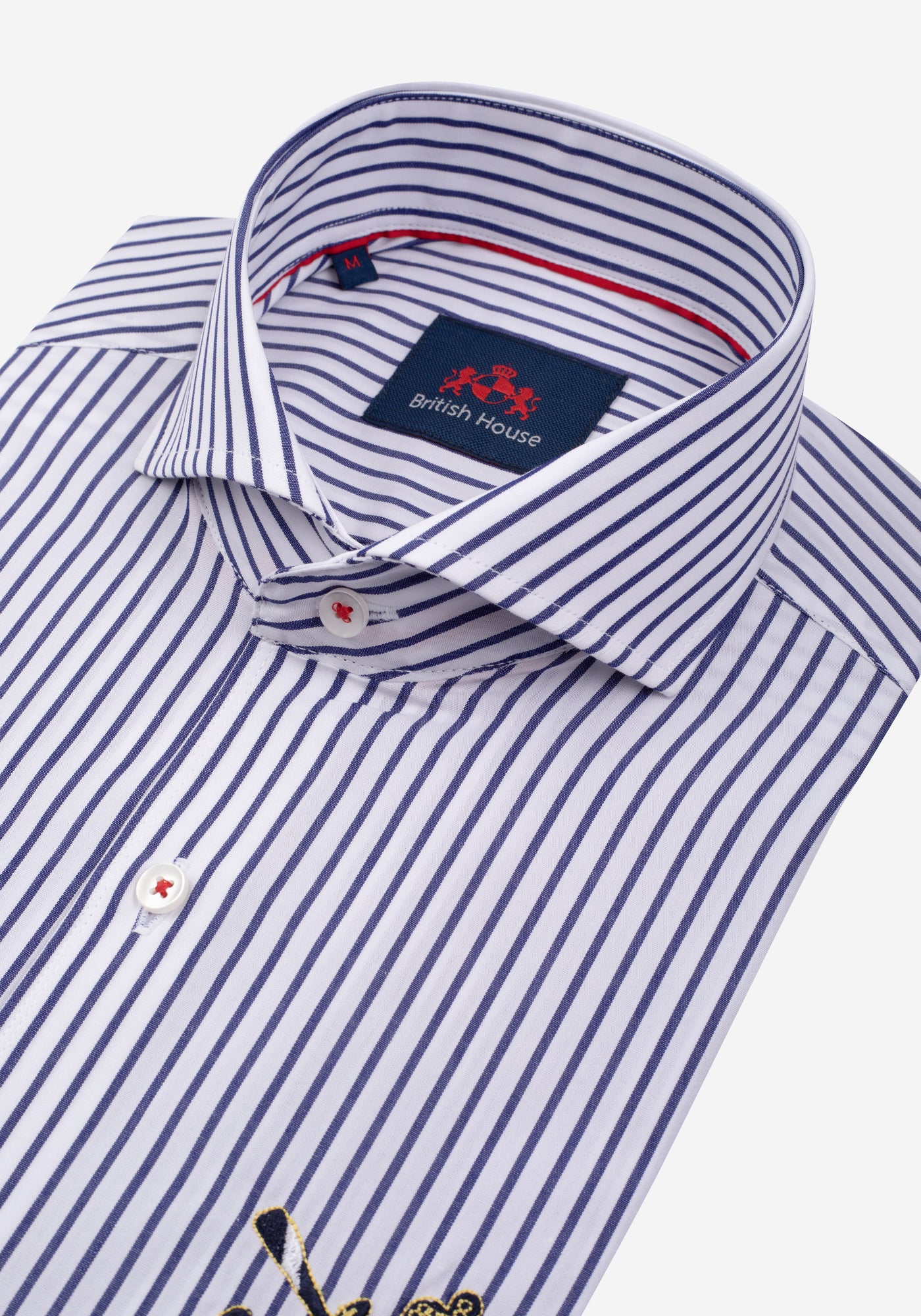 White Navy Stripe Poplin Shirt