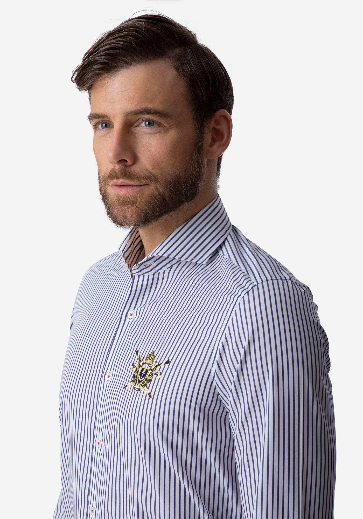 White Navy Stripe Poplin Shirt