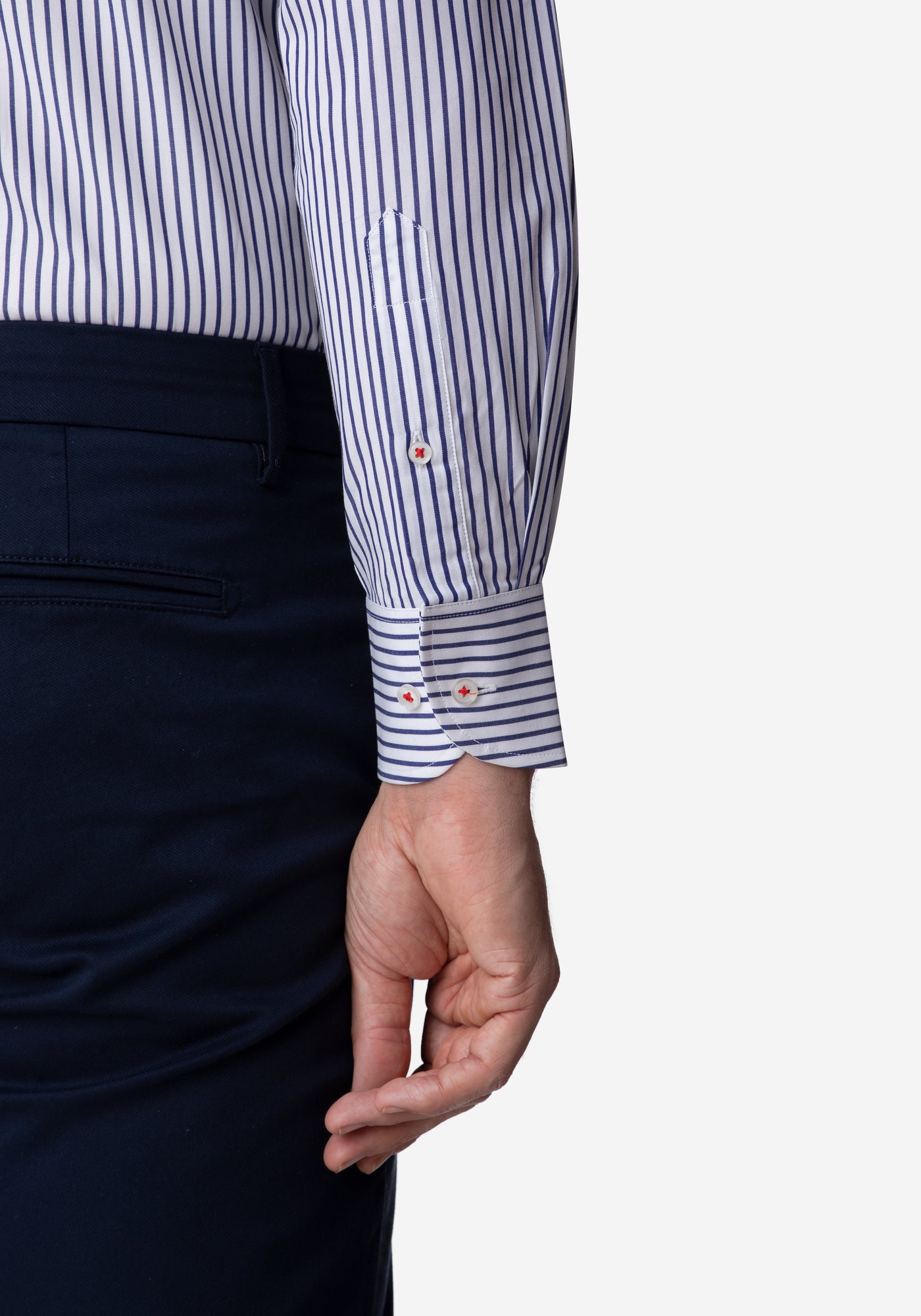 White Navy Stripe Poplin Shirt
