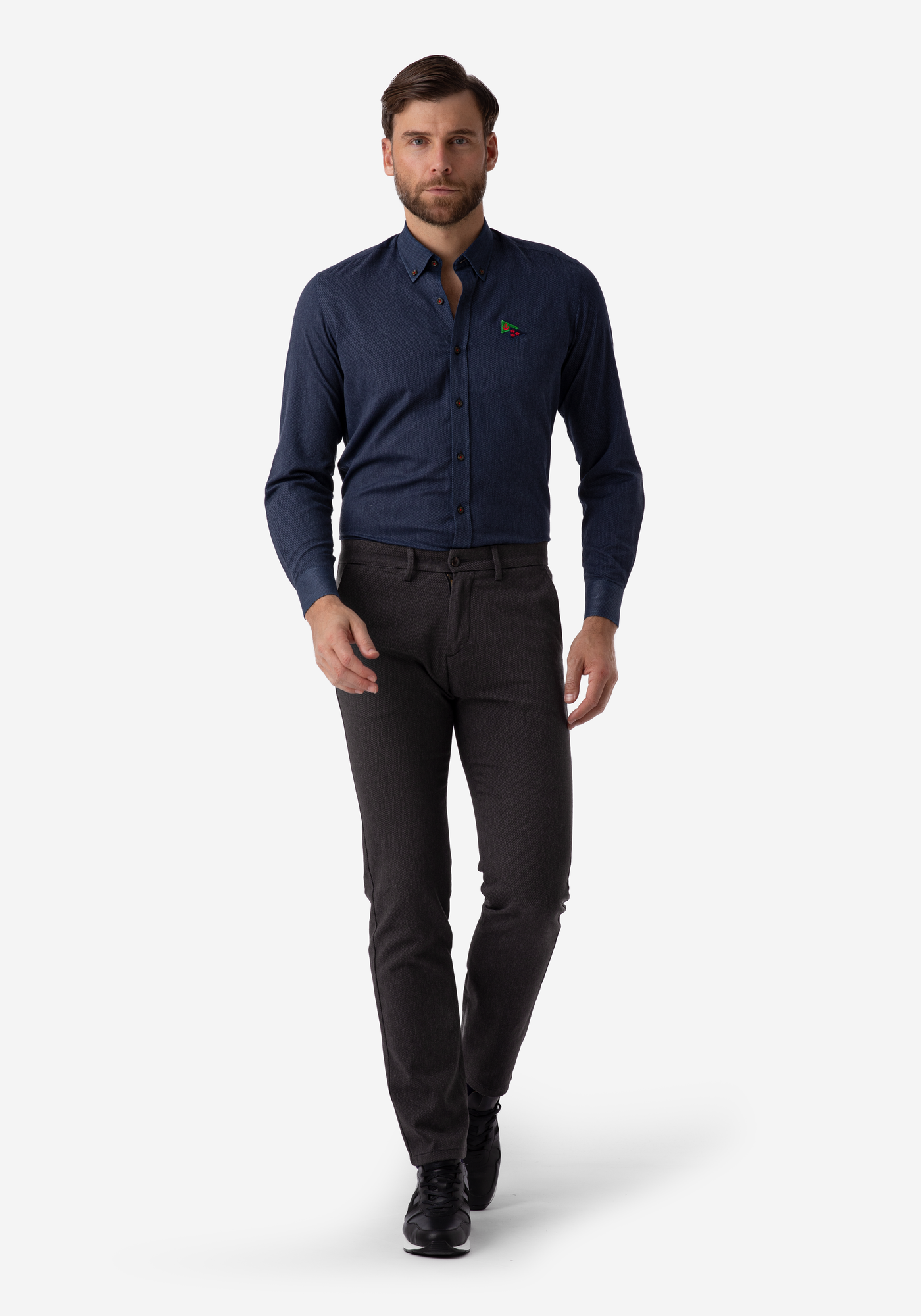 Textured Twill Blue Shirt