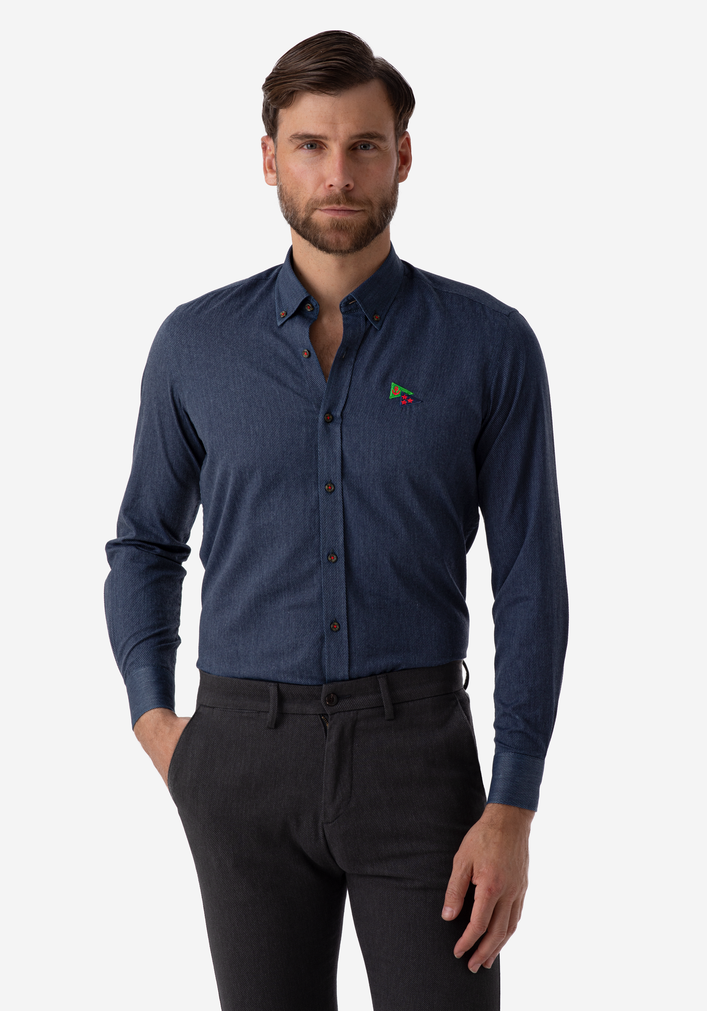 Textured Twill Blue Shirt