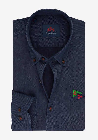 Textured Twill Blue Shirt