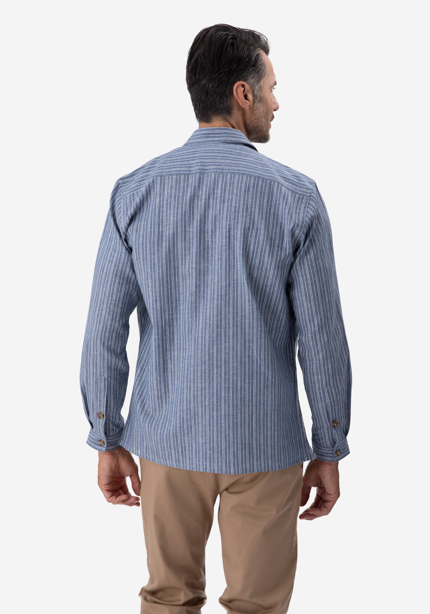 Midnight Blue Stripe Linen Overshirt