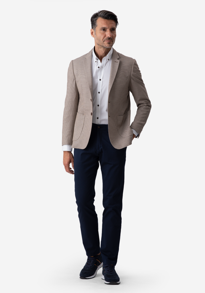 Contemporary Fit Cameo Beige Dotted Blazer