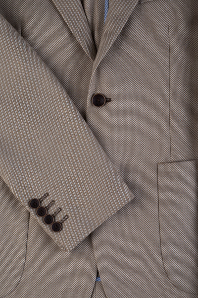 Contemporary Fit Cameo Beige Dotted Blazer