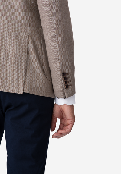 Contemporary Fit Cameo Beige Dotted Blazer