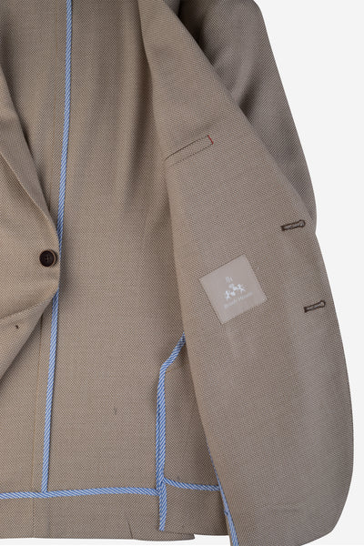 Contemporary Fit Cameo Beige Dotted Blazer