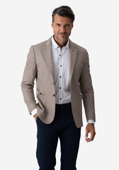 Contemporary Fit Cameo Beige Dotted Blazer