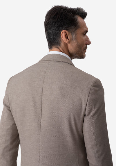 Contemporary Fit Cameo Beige Dotted Blazer