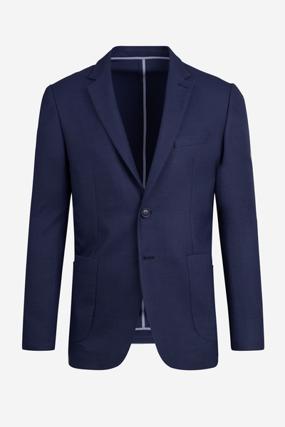 Contemporary Fit Navy Blue Dotted Blazer
