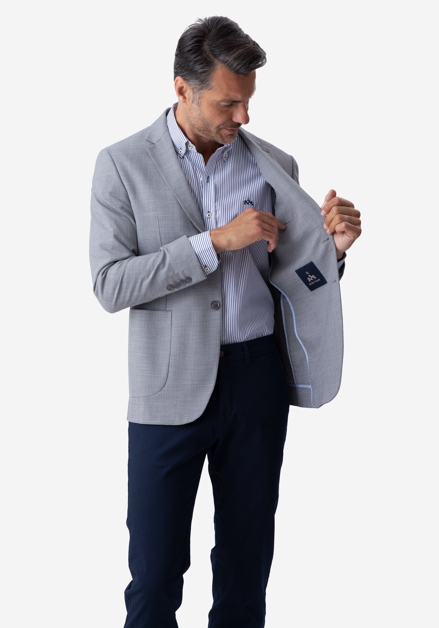 Contemporary Fit Light Gray Havana Blazer