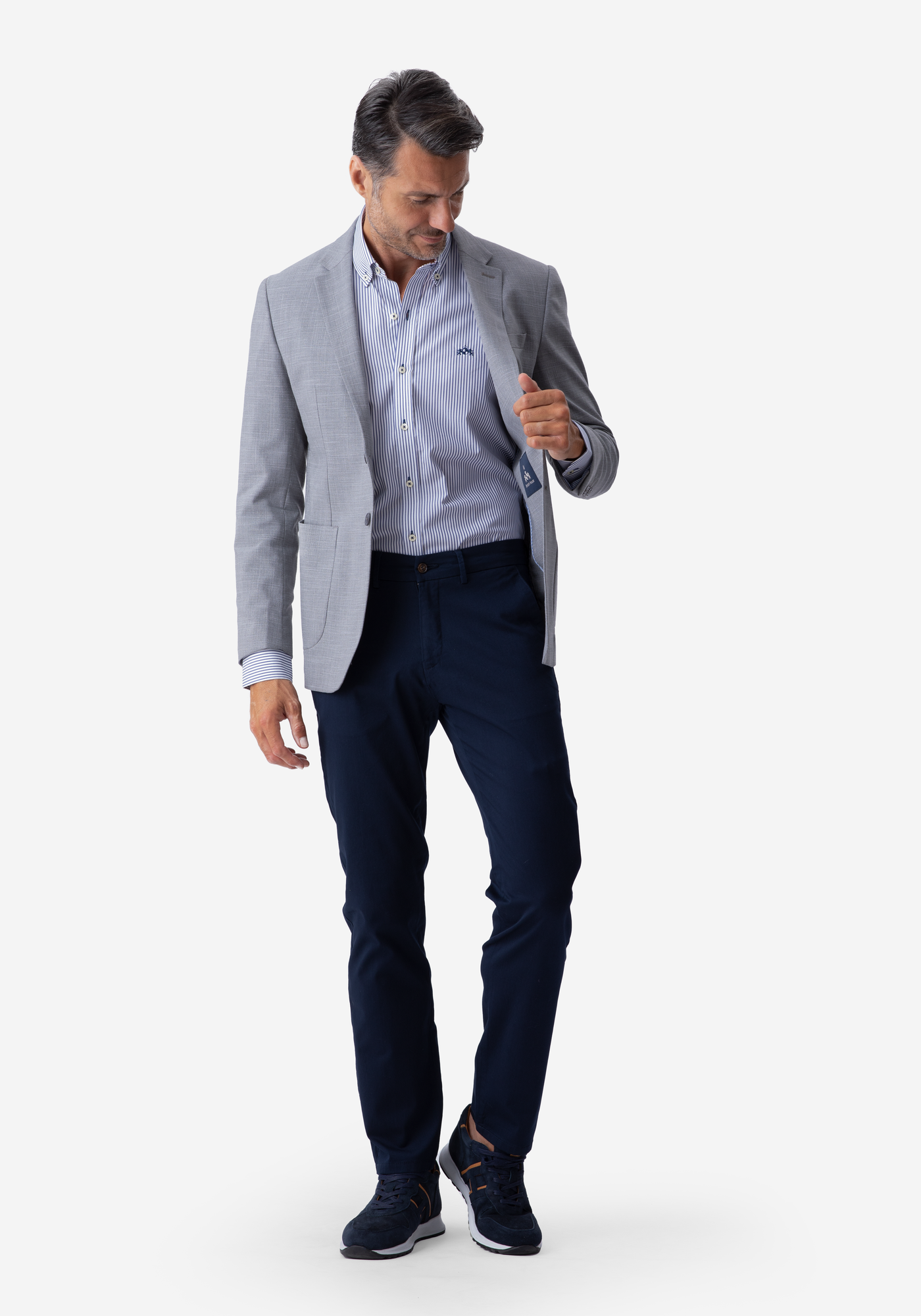 Contemporary Fit Light Gray Havana Blazer